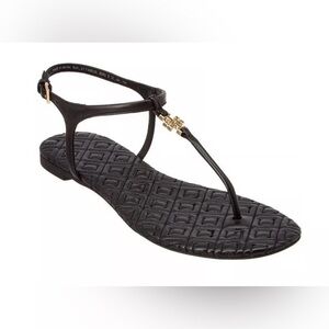 Tory Burch Black Sandals with Gold Detail